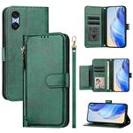 Per Sony Xperia 10 VI Multi-Card Slots Zipper Wallet Custodia in pelle per telefono (verde)