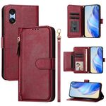 Per Sony Xperia 10 VI Multi-Card Slots Zipper Wallet Custodia in pelle per telefono (rosso scuro)