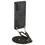 Per Samsung Galaxy S22+ 5G Custodia per telefono con retro in pelle vintage per PC con tracolla (nero)
