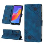 Custodia per telefono in pelle goffrata effetto pelle per Honor 8A/Y6 Pro 2019/Play 8A/8A Pro/8A 2020/8A Prime/Huawei Enjoy 9e/Huawei Y6 2019/Y6s 2019 (blu)