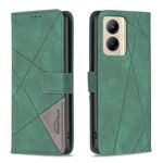 Per Realme C33 Custodia per telefono in pelle con trama a rombo con fibbia magnetica (verde)