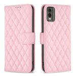 Per Nokia C32 Diamond Lattice Wallet Flip Custodia in pelle per telefono (rosa)