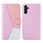 Per Samsung Galaxy A34 5G Custodia in pelle con cuciture tricolori (rosa)