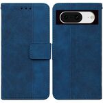 Per Google Pixel 8 Custodia per telefono in pelle goffrata geometrica (blu)