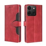 Custodia per cellulare in pelle con fibbia magnetica per Infinix Smart 7 Skin Feel (rosso)