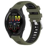 Per Garmin Forerunner 265 22mm Cinturino sportivo in silicone con fibbia in acciaio bicolore (verde militare + nero)