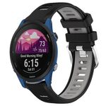 Per Garmin Forerunner 255 22mm Cinturino sportivo in silicone con fibbia in acciaio bicolore (nero + grigio)