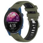 Per Garmin Forerunner 255 Music 22mm Cinturino sportivo in silicone con fibbia in acciaio bicolore (verde militare + nero)