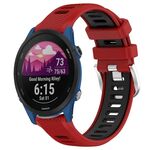 Per Garmin Forerunner 255 Music 22mm Cinturino sportivo in silicone con fibbia in acciaio bicolore (rosso + nero)