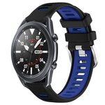 Per Samsung Galaxy Watch3 45mm 22mm Cinturino sportivo in silicone con fibbia in acciaio bicolore (nero + blu)