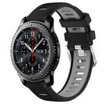 Per Samsung Gear S3 Frontier 22mm Cinturino sportivo in silicone con fibbia in acciaio bicolore (nero + grigio)