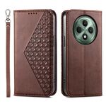 Per OPPO Reno12 F 4G / 5G / F27 India Custodia magnetica in pelle di vitello con griglia cubica (marrone)
