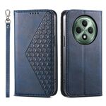 Per OPPO Reno12 F 4G / 5G / F27 India Custodia magnetica in pelle di vitello con griglia cubica (blu)