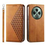 Per OPPO Reno12 F 4G / 5G / F27 India Custodia magnetica in pelle di vitello con griglia cubica (giallo)