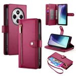 Per Redmi 14C 4G Custodia in pelle con cerniera e nove slot per schede (rosso)