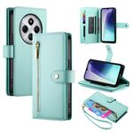 Per Redmi 14C 4G Custodia in pelle con cerniera e nove slot per schede (verde menta)