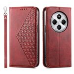 Per Redmi 14C 4G Custodia per telefono in pelle magnetica con texture di vitello a griglia cubica (rosso)
