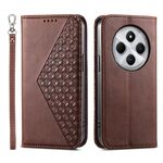 Per Redmi 14C 4G Custodia per telefono in pelle magnetica con texture di vitello a griglia cubica (marrone)