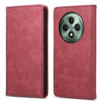 Per OPPO Reno12 F 4G / 5G / F27 India Business Custodia per telefono in pelle magnetica RFID a tinta unita (rosso)