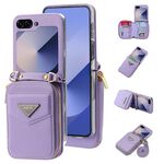 Per Samsung Galaxy Z Flip6 POLA Multi-Card Slots Zipper Wallet Custodia per telefono (viola)
