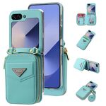 Per Samsung Galaxy Z Flip6 POLA Multi-Card Slots Zipper Wallet Custodia per telefono (blu)
