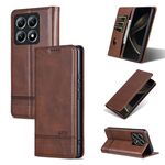 Per Xiaomi 14T AZNS Custodia per telefono in pelle con texture di vitello magnetica (marrone scuro)