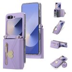 Per Samsung Galaxy Z Flip6 POLA Love Buckle Multi-Card Slots Zipper Wallet Custodia per telefono (viola)