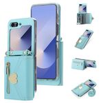 Per Samsung Galaxy Z Flip6 POLA Love Buckle Multi-Card Slots Zipper Wallet Custodia per telefono (blu)