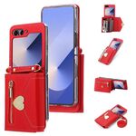 Per Samsung Galaxy Z Flip6 POLA Love Buckle Multi-Card Slots Zipper Wallet Custodia per telefono (rosso)