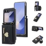 Per Samsung Galaxy Z Flip6 POLA Love Buckle Multi-Card Slots Zipper Wallet Custodia per telefono (Nero)