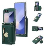 Per Samsung Galaxy Z Flip6 POLA Love Buckle Multi-Card Slots Zipper Wallet Custodia per telefono (verde)