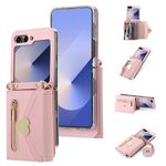Per Samsung Galaxy Z Flip6 POLA Love Buckle Multi-Card Slots Zipper Wallet Custodia per telefono (rosa)