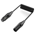 XLR 3 Pin Male to XLR 3 Pin Female Audio Microphone Balanced Shielded Coiled Pure Copper Cable, Length: 0.5m