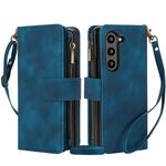 Per Samsung Galaxy Z Fold6 Dream 9-Card Zipper Wallet RFID Custodia in pelle per telefono con cordino (blu)