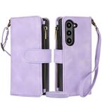 Per Samsung Galaxy Z Fold6 Dream 9-Card Zipper Wallet RFID Custodia in pelle per telefono con cordino (viola)