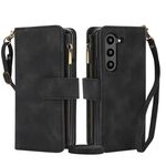 Per Samsung Galaxy Z Fold6 Dream 9-Card Zipper Wallet RFID Custodia in pelle per telefono con cordino (nero)