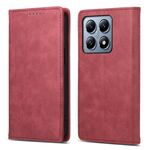 Per Xiaomi 14T Pro Business Custodia per telefono in pelle magnetica RFID tinta unita (rosso)