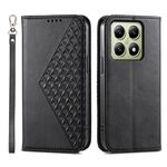 Per Xiaomi 14T Custodia per telefono in pelle magnetica con texture di vitello a griglia cubica (nero)