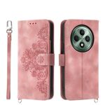 Per OPPO Reno12 F 4G / 5G / F27 India Custodia in pelle con portafoglio in rilievo con fiori (rosa)