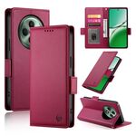 Per OPPO Reno12 F 4G / 5G / F27 India Custodia per telefono in pelle smerigliata magnetica con fibbia laterale (rosso vino)
