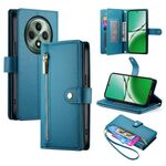 Per OPPO Reno12 F 4G / 5G / F27 India Portafoglio con cerniera a nove scomparti per carte Custodia in pelle per telefono (blu)