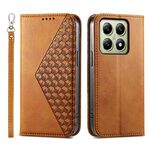 Per Xiaomi 14T Custodia per telefono in pelle magnetica con texture di vitello a griglia cubica (giallo)
