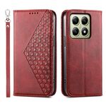 Per Xiaomi 14T Custodia per telefono in pelle magnetica con texture di vitello a griglia cubica (rosso)