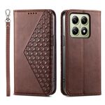 Per Xiaomi 14T Custodia per telefono in pelle magnetica con texture di vitello a griglia cubica (marrone)