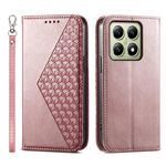 Per Xiaomi 14T Custodia per telefono in pelle magnetica con texture di vitello a griglia cubica (oro rosa)