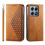 Per Xiaomi 14T Pro Custodia per telefono in pelle magnetica con texture di vitello a griglia cubica (giallo)