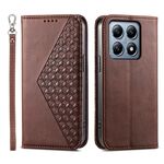 Per Xiaomi 14T Pro Custodia per telefono in pelle magnetica con texture di vitello a griglia cubica (marrone)