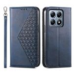 Per Xiaomi 14T Pro Custodia per telefono in pelle magnetica con texture di vitello a griglia cubica (blu)