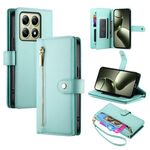Per Xiaomi 14T Custodia in pelle con cerniera e nove slot per carte di credito (verde menta)