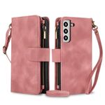 Per Samsung Galaxy S22+ 5G Dream 9-Card Zipper Wallet RFID Custodia in pelle per telefono con cordino (oro rosa)